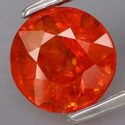 2,35 quilates ¡El mejor color! Granate Espesartita Naranja Mandarina Fuego Natural Redondo 7,2 mm. Foto 1 de 4