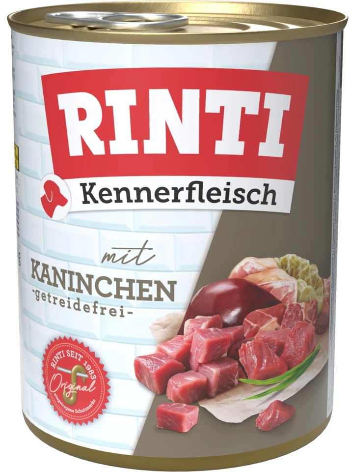 Rinti Kennerfleisch mit Kaninchen Hunde Nassfutter getreidefrei: 12 x 800 g - Bild 1 von 1