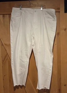 New! J.Jill Denim Size 20 High Rise Straight Leg Crop Jeans Raw Hem White - Picture 1 of 18