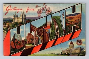 UT-Utah, LARGE LETTER Greetings, Antique, Vintage Postcard - Picture 1 of 2