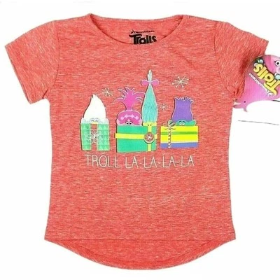 Trolls Christmas Tshirt Girls Sz 4T Red Graphic Shirt Holiday Festive Movie Gift - Image 1 of 4