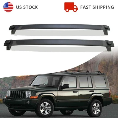 Багажник с поперечными штангами из запасов США подходит для Jeep Commander 2006-2010 годов выпуска черный - Изображение 1 из 4