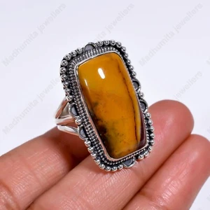 925 Sterling Silver Ring with Amber Marcasite Gemstone – Attractive Jewelry - Picture 1 of 3