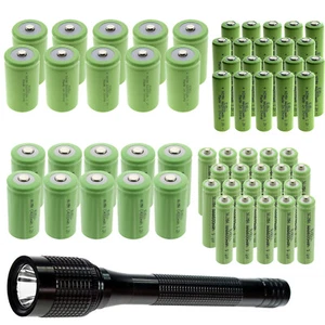 61pc Rechargeable Battery Kit: 20 AA 20 AAA 10 C 10 D Sizes 1 Flashlight - Picture 1 of 3