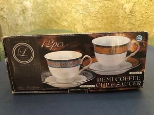 lorren home trends t bavaria fina porcelan china 12 piece demi coffe cup and sau - Picture 1 of 3