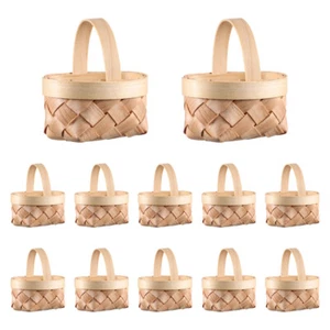 Wood Chip Basket Favor with Handle Small Woven Baskets - Picture 1 of 12