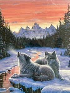 Wolves "Winter's Dawn" 500 Piece Jigsaw Puzzle Glow in the Dark NEW - Picture 1 of 3