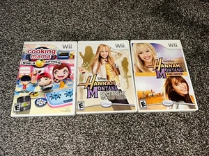 Hannah Montana Movie Spotlight World Tour & Cooking Mama Nintendo Wii 3 Game Lot - Picture 1 of 5