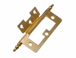 24 Pairs Of Cabinet Door Flush Hinges + Finials Brass Plated Steel 75mm | Onesto - Picture 1 of 1