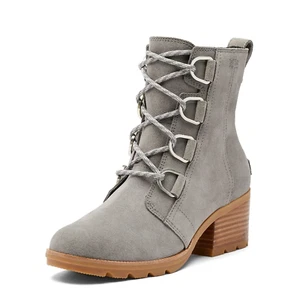 Sorel Women's Cate Lace Bootie Quarry Gum 2 Waterproof Leather Rain Boot US 5.5 - Picture 1 of 9