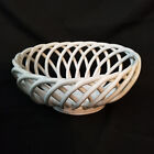 Williams Sonoma White Oval Woven Latticed Ceramic Fruit Bread Basket