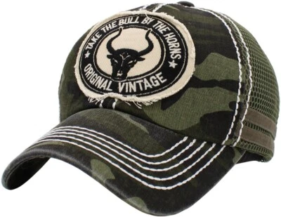 "Camouflage' Grab the Bull by the Horns' Adjustable Hat by KB Ethos" - Image 1 of 4
