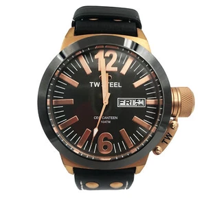 TW Steel Gold Plated Leather Black Dial Day Date Quartz Mens Watch CE1039 - Picture 1 of 4