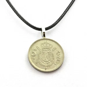 Spain 5 Pesetas Juan Carlos I Star Coin Necklace - Picture 1 of 1
