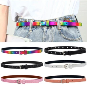 Childrens Faux Leather Skinny Belts Kids Belt Girls Glitter Waist Belt Strap ☑ - Picture 1 of 16