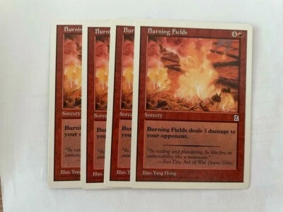 MTG 4X PORTAL THREE KINGDOMS BURNING FIELDS NM/M P3K ENGLISH RED COMMON SORCERY - Image 1 of 4