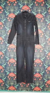 Vintage 90's Y2K FUBU Urban Wear Hip Hop Denim Jean Zip Front Jumpsuit 11/12 - Picture 1 of 8