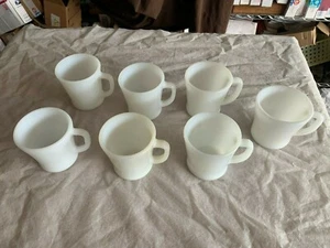 Vintage Lot of 7 Fire King Coffee Cup Mugs White Milk Glass - Picture 1 of 6