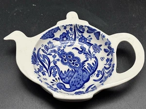 Burleigh Regal Peacock Blue Mini Tea Bag Holder England - Picture 1 of 4