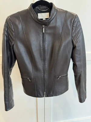 Hugo Boss 'Sarang' Lamb Leather Jacket Black Size US 4 UK 8 Gently Used - Image 1 of 4