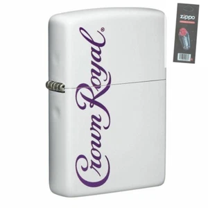 Zippo 49459 Crown Royal Logo White Matte Pocket Lighter + FLINT PACK - Picture 1 of 1