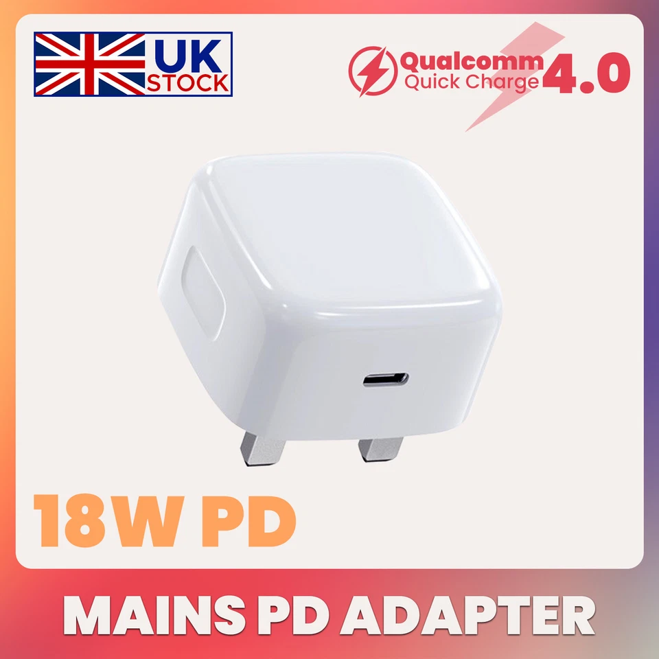 UK Plug PD 18W USB-C Type C Fast Wall Charger Adapter For iPhone 11 Pro Max XS - Image 1 of 1