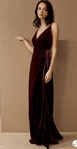 New BHLDN Jenny Yoo Andi Wrap Velvet Dress sz 8 Dark Berry - Picture 1 of 11