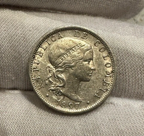 1897 COLOMBIA 10 CENTAVOS KM-188 SILVER NICE COIN - COMBINED SHIPPING B2166 Cover