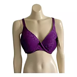 New GLAMORISE Curvy Sz 28A Perfect A Full Figure Wireless Padded Bra Deep Purple - Picture 1 of 13