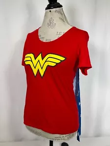 Wonder Woman DC Comics rotes Kostüm Shirt mit blauem Cape Damen SMALL - Bild 1 von 8