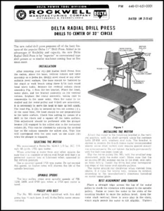 Manual de instrucciones de prensa de taladro Delta/Rockwell # 11-280 - Imagen 1 de 2