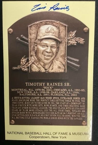 Tim Raines Signed Gold HOF Plaque Postcard Yellow Autograph Expos White Sox JSA - Picture 1 of 2