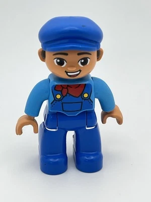 Lego Duplo Train Conductor Figure - Blue Overalls and Red Bandana - Image 1 of 4