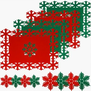 1 Juego 12x Manteles de Fieltro de Navidad Copo de Nieve Posavasos Mesa de Comedor Vajilla Estera - Imagen 1 de 10