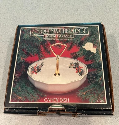 Pfaltzgraff Christmas Heritage 7" Handled Holiday Candy Dish, NEW! - Image 1 of 4