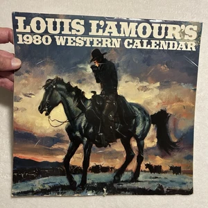 Louis L'Amour 1980 Calendario Occidental 12x12,5" pinturas de vaquero usadas - Imagen 1 de 9
