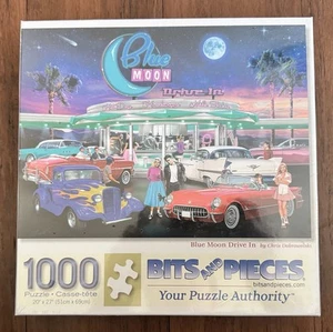*SEALED* Bits and Pieces 1000pc Blue Moon Drive In Puzzle No 47772 - Picture 1 of 2