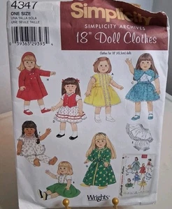 simplicity 18 doll clothes patterns Cut - Picture 1 of 2