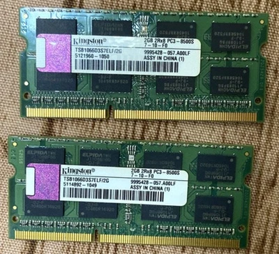 Kingston 2GB DDR3 Laptop Memory 2 Modules TSB1066D3S7ELF/2G Set Used - Image 1 of 2