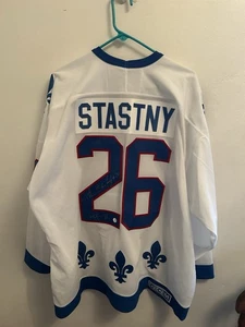 Camiseta deportiva Peter Stastny Quebec Nordiques autografiada CCM XXL 2XL firmada nueva con etiquetas - Imagen 1 de 9