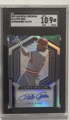 2023 Leaf Metal Continuum PETE ROSE Cincinnati Reds 142/198 SGC 9 / 10 AUTO - Image 1 of 2