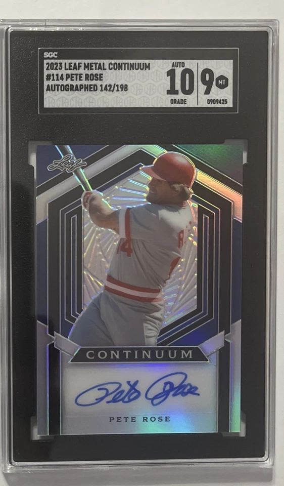 2023 Leaf Metal Continuum PETE ROSE Cincinnati Reds 142/198 SGC 9 / 10 AUTO - Image 1 of 2