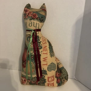 Decoración de gato de peluche de retazos hechos a mano de colección granja primitiva - Imagen 1 de 12