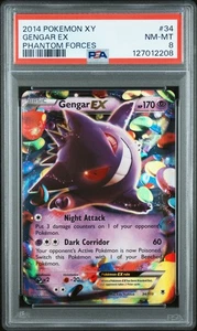 [PSA 8] Gengar EX 34/119 XY Phantom Forces Ultra Rare Holo English POKEMON - Picture 1 of 2