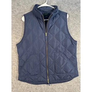J. Crew Mens Navy Blue Quilted Down Puffer Vest Size L Layering Sleeveless - Picture 1 of 6
