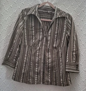 Womens Button Down Blouse Apt 9 Stretch M Multicolor Stripes EUC - Picture 1 of 7