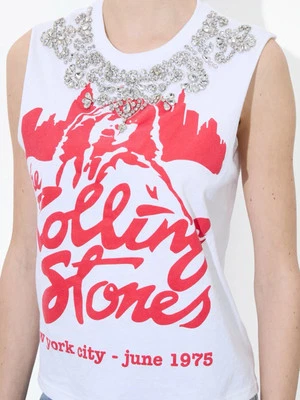 ALICE + OLIVIA Micah Embellished Muscle OFF WHITE  Tee Size XS/S NWOT - Image 1 of 4