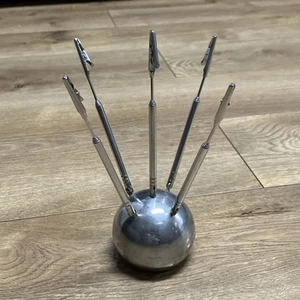 Mid Century Atomic Chrome Ball Sputnik Telescopic Picture Card Holder Photo Clip - Picture 1 of 3