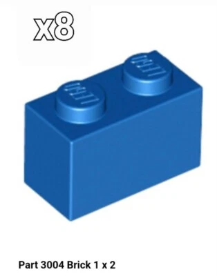 NEW LEGO Parts 3004 Pack of 8 Brick 1x2 3004 BLUE 4613959 - Image 1 of 2