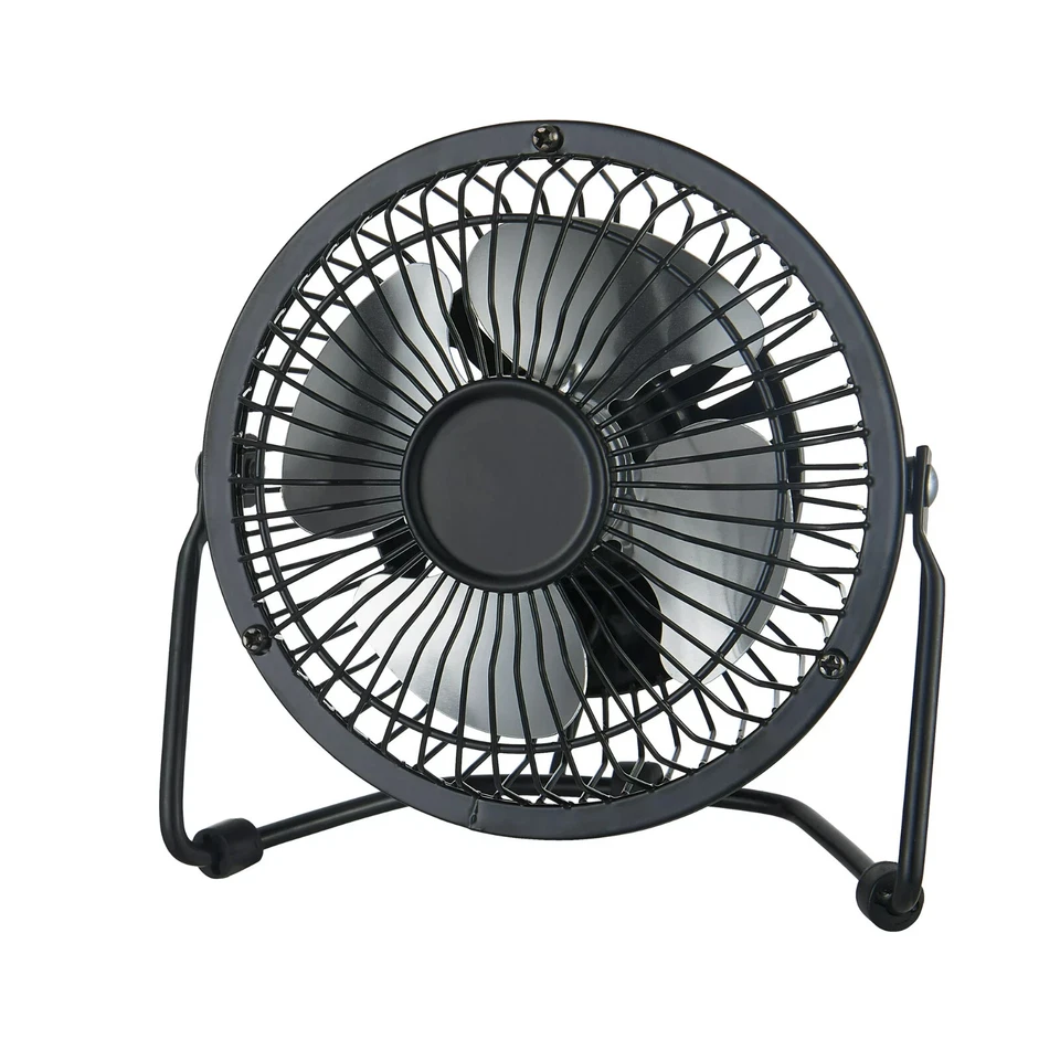 Desk Fan Mini 4 inch Metal 360-degree Pivot USB Personal Desktop One Speed Fan - Image 1 of 4